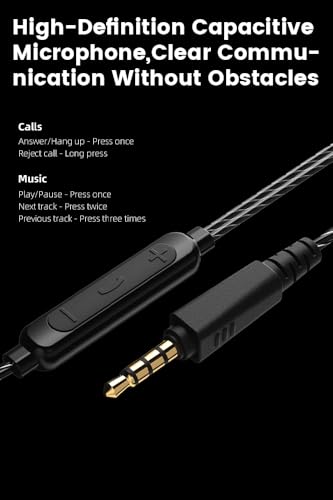 Image of Wired Gaming Earbuds with Microphone, in-Ear Monitor Headphones High Sound Quality Earphones for iPhone, Laptop, MP3, Android Smartphones, Fits All 3.5mm Jack Device-Black
