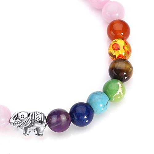 Top Plaza 7 Chakra Bead Bracelet Elephant Gifts Distance Couples Bracelets Reiki Healing Crystals Yoga Stone Anxiety Braided Rose Quartz Bracelets For Women Men #TOP3