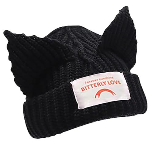 Gorro de punto con orejas de gato contra el fr&iacute;o orejas tapadas