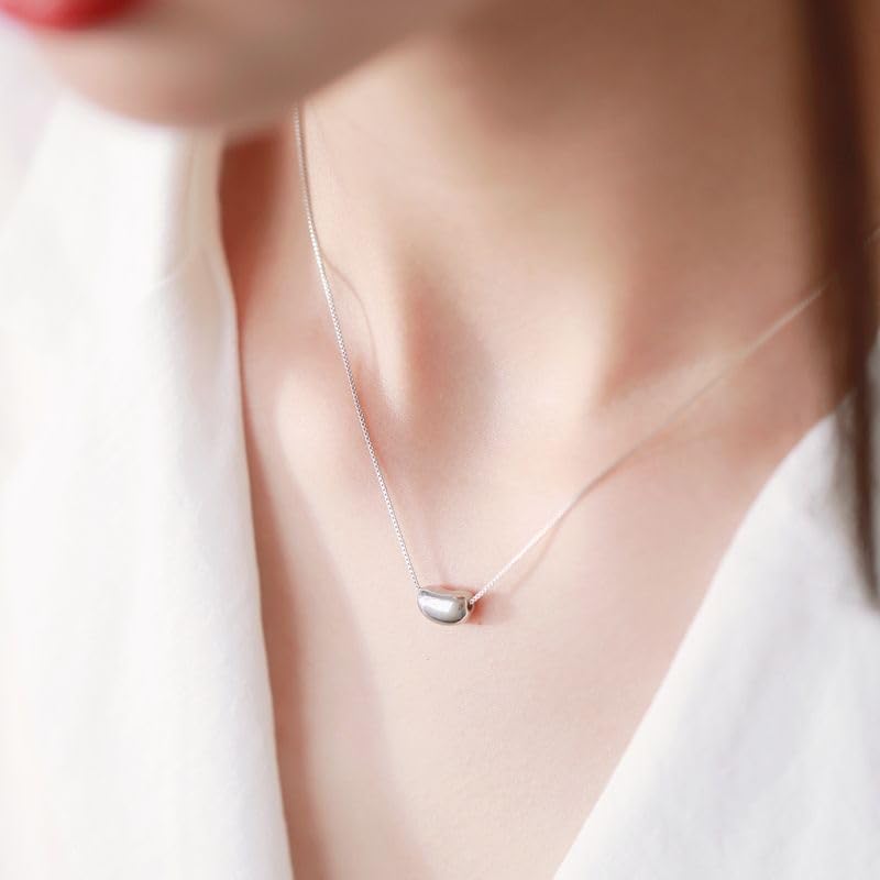925 Sterling Silver Women’s Acacia Bean Collarbone Necklace Minimalist Bean Bean Pendant, Elegant Dainty Chain, Versatile Daily Wear Jewelry & Thoughtful Gift - Image 4
