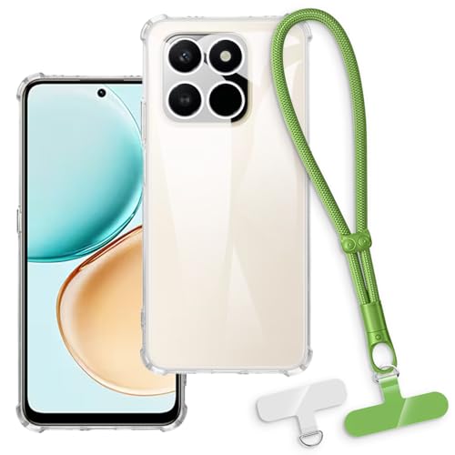 OAGELIM 2-in-1�ی�P�[�X�ƃ��X�g�X�g���b�v Huawei Honor Play 10T 5G �Ƃ̌݊������� ���O���\�ȃ��j���[�h�t���d�b�J�o�[�A����~�ߕ����h�~�O���b�v�n���h�� (�N���A + �O���[��)
