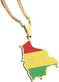 New 2025 Bolivia Map Flag Pendant Necklace Stainless Steel for Women New for Fashion Gold Silver Color Charm Fashion Bolivians Femal Jewelry Gift Jewelry Fashion Accessories Creative Gift