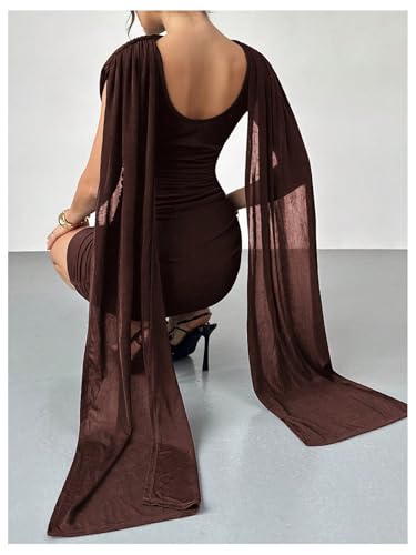 Image of RoseSeek Women's Elegant Formal Bodycon Cocktail Cape Sleeve Mini Dress