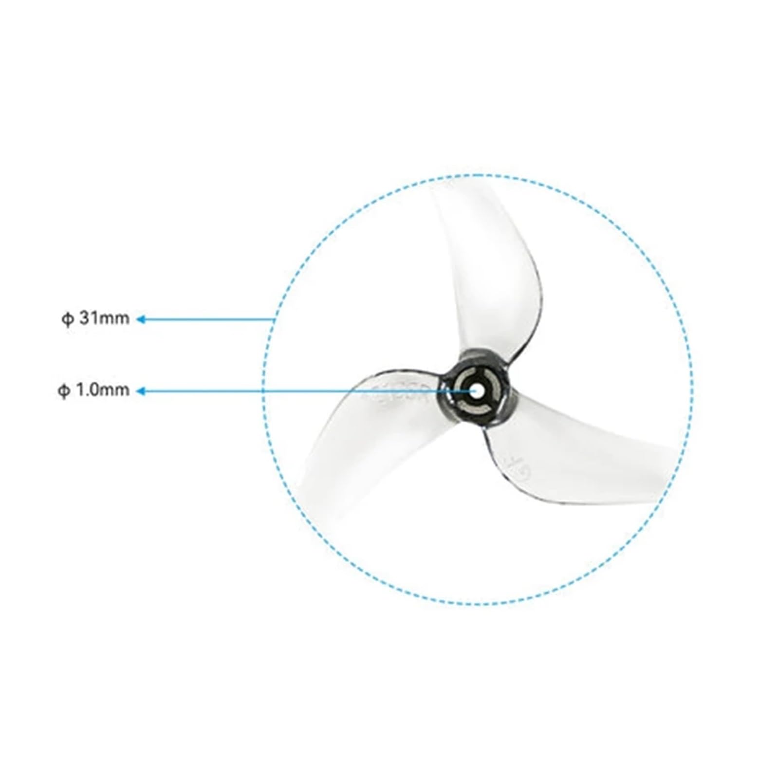 Eliche 1219S a 3 pale, albero 1.0mm, drone whoop 65mm