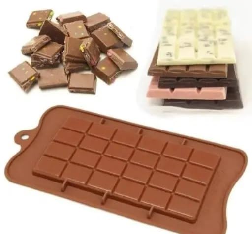 Image of Silicone Chocolate Molds, Breakable Mini Candy Bar, Heart Moulds, Chocolate Bar, 15 Cavity, Mix Design Mould for Cake, Jelly, Candy,Ice,Fondant Making - Pack of 4