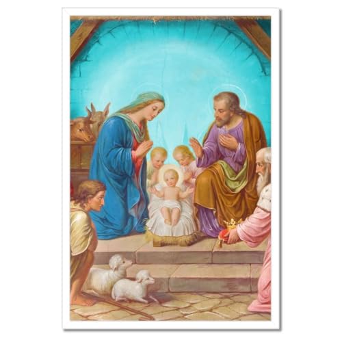 Poster le berceau de Jésus encadrement noir haut de gamme 40x60
