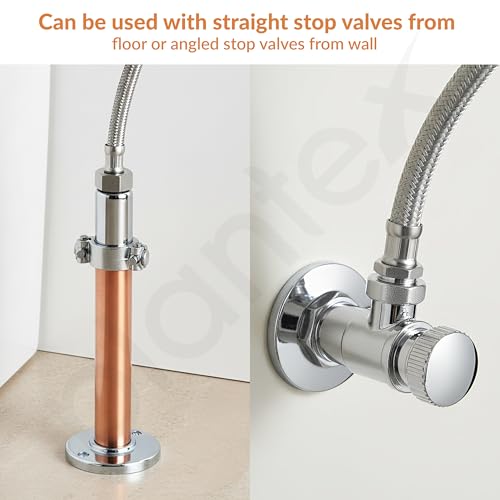 Image of Plantex Stainless Steel Leak Proof Geyser Connection Pipe | 18 Inch Hot & Cold Water Geyser Pipe | Set of 2 | G1 /2 Thread | Connection Pipe for Water Heater, Mixer & Sink | Chrome(pk-2)
