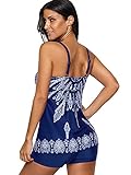 Zando Womens Tankini Swimsuits for Women Plus Size Bathing Suits for Women Tummy Control Boyshorts Athletic Two Piece Swimsuit Floral Navy 10-12