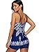 Zando Womens 2 Piece Bikini Spaghetti Strap Printed Swimsuits Padded Tank Top Tankini Swimsuits for Women Navy Blue White Floral Large (US 10-12)