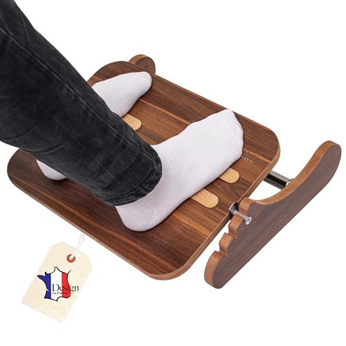 MSZERONE Poggiapiedi da Scrivania Ergonomico in Legno, Altezza Regolabile, Poggia Piedi per Ufficio – Ideale per Casa e Lavoro