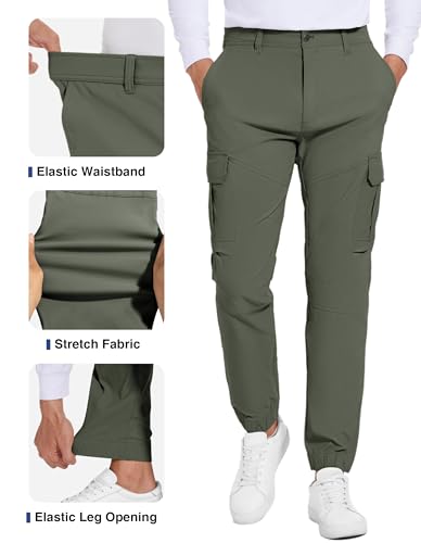 Future Flow Men's Lightweight Hiking Pants, Slim Fit Stretch Joggers, Waterproof Outdoor Pants with Pockets2
