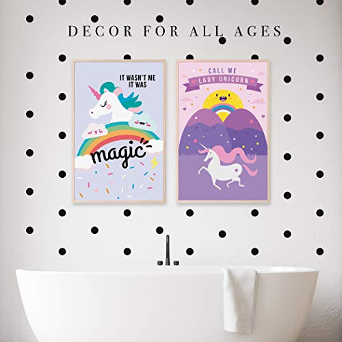 Pillow & Toast | Unicorn Posters For Girls Bedroom, Girls Room Wall Art, Adorable Matching Art Prints For Bedroom Or Bathroom Decor 11X17 Size Per Poster #TOP4
