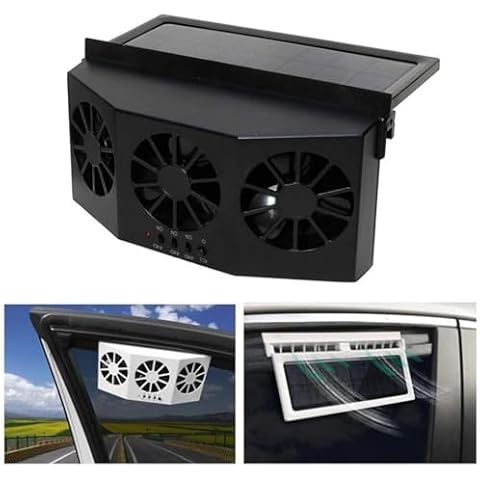 YOMTOVM Solar Powered Car Ventilator, Solar Powered Car Exhaust Fan, Car Radiator, Car Cooling Fan (Black) Cover
