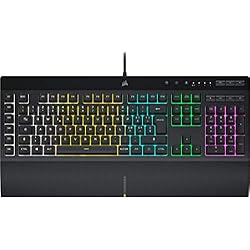 Teclado Fps Pro Corsair K55 RGB PRO Teclado para Juegos con Teclas de Membrana, Retroiluminación RGB Dinámica, 6 Teclas Macro con Integración el Software Elgato, Resistencia al Polvo y los Derrames, QWERTY, Negro