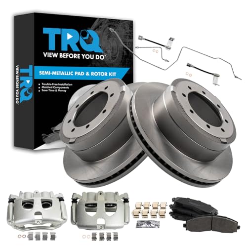 Image of TRQ Brake Pad & Rotor Kit Semi-Metallic Compatible with 2017-2019 Ford F-350 Super Duty