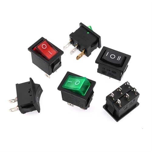 Interruptor basculante KCD1 de 3 pines y 6A 250V CA con luz piloto roja para automoción 3