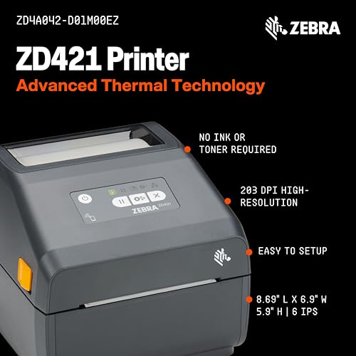 Image of Zebra ZD421 Direct Thermal Label USB Printer 203 DPI ZD4A042-D01M00EZ