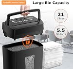 Bonsaii 12-Sheet Cross Cut Paper Shredder, 5.5 Gal Home Office Heavy Duty Shredder for Paper, Credit Card, Mail, Staples, with Transparent Window, High Security Level P-4 (C275-A)