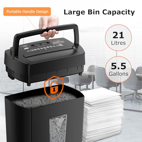 Bonsaii 12-Sheet Cross Cut Paper Shredder, 5.5 Gal Home Office Heavy Duty Shredder for Paper, Credit Card, Mail, Staples, with Transparent Window, High Security Level P-4 (C275-A) image 8