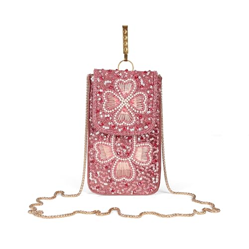 Image of J I ACCESSORIES Velvet Saree Clutch Mobile Pouch Waist Clip Ladies Purse Gift For Women