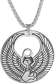 Dreamtimes Egyptian Winged Goddess Isis Charm Pendant Necklace Vintage jewelry Magic Power Amulet Pendant for Men Women