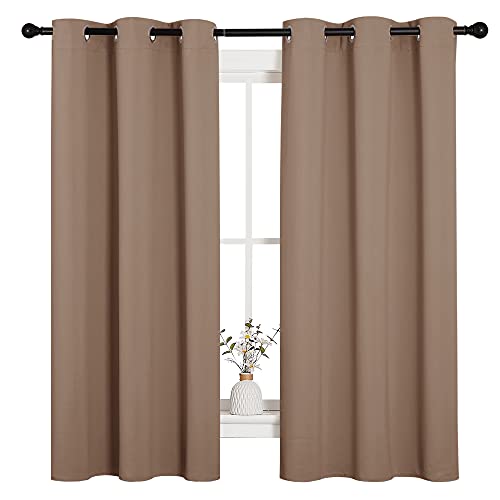 Image of NICETOWN Window Treatment Thermal Insulated Solid Grommet Blackout Curtains /Drapes for Bedroom (Set of 2 Panels, 42 by 63 Inch, Cappuccino)