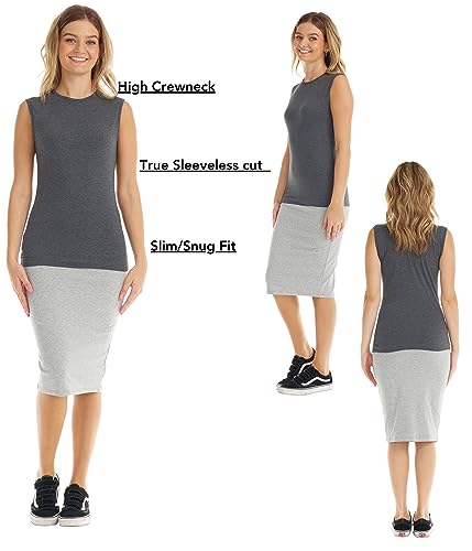 Image of ESTEEZ Women's Sleeveless Fitted Tank Top - Stretch Cotton Blend, Layering Essential
