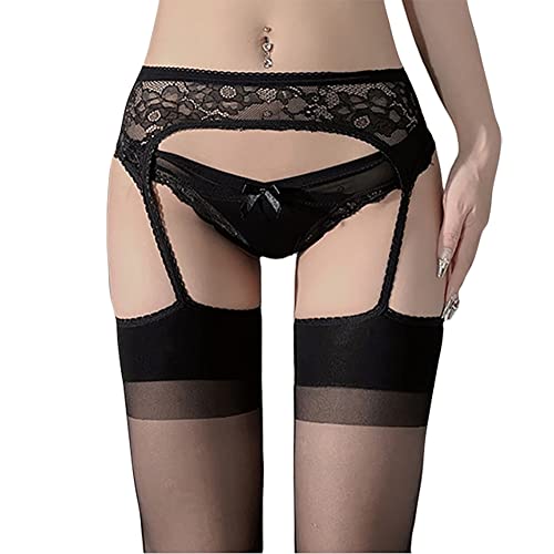 Women's Lace Thigh High Stockings with Garter Suspender Tight Pantyhose