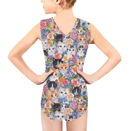 Image of Xpyiqun Swimsuits for Girls 3-14 V Neck Sleeveless Bathing Suit Summer Sport One Piece Swimwear Beach Swimming