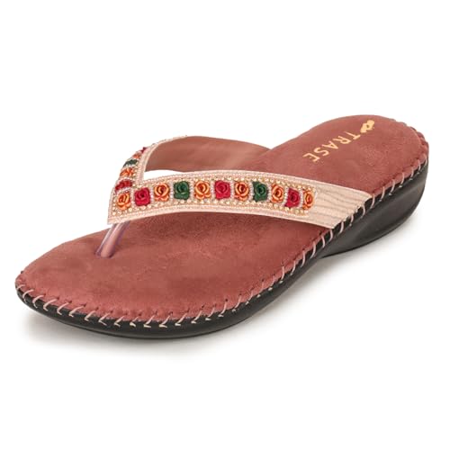 Image of TRASE Orthopedic Comfortable Footwear for Women | Stylish V Strap Chappal with Soft Cushioned Footbed | Perfect Slippers for Woman Daily Use