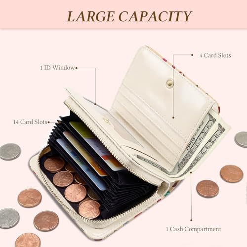 Image of Cute Dog Wallet for Women, PU Leather Accordion Wallet, Zipper Coin Purse | Women's Cute Dog Accordion Wallet, Credit Card Holder with 1 ID Window 14 Card Slots, Gift for Wife Daughter Ladies