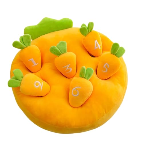 Refoya イチゴ狩り ペット おもちゃ にんじん キノコ ノーズワーク おやつ隠し 訓練毛布 ペット 犬 分離不安 ストレス解消 集中力向上/嗅覚訓練 おもちゃ 運動不足 食いすぎる対策 噛む (大(40×35cm),ニンジン)