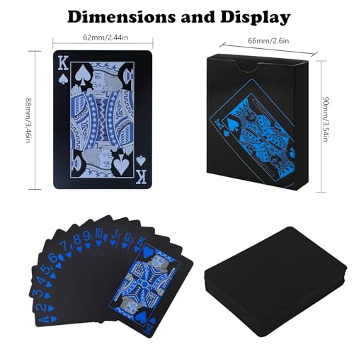 Pokerkarten Schwarz - 1 Deck Spielkarten aus Wasserfestem Plastik,Coole Spielkarten,Kartenspiel,Ideal für Poker,Blackjack,Skat & Mehr,Langlebig,Abwaschbar,Pokerkarten für Zuhause & unterwegs (Blau) – Bild 3