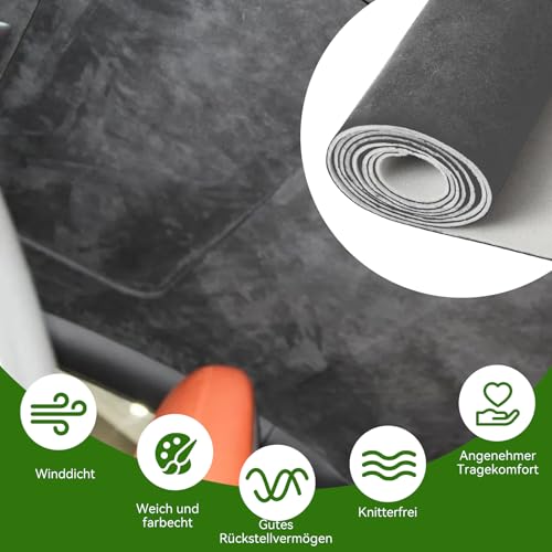 ACESOME Materiał na podsufitkę, grubość 4 mm, materiał Alcantara, tapicerka wewnętrzna, naprawa materiału samochodowego, zamsz, akcesoria do wnętrza samochodu osobowego, izolacja akustyczna, izolacja