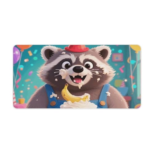 Desk Pad Protector 24x12 Inch Extended Cute Raccoon miniatura 5