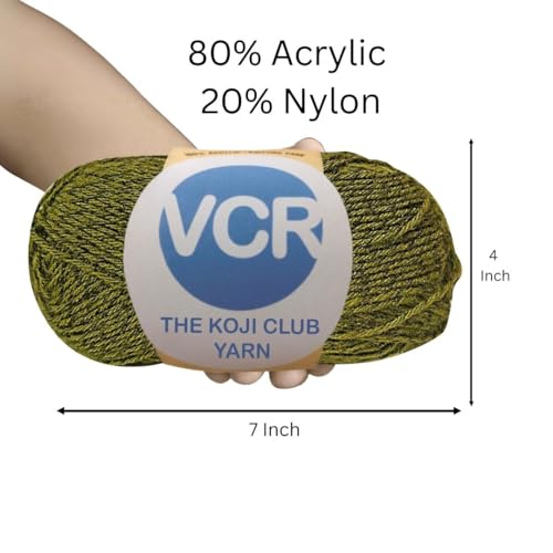 Image of VCR Yellow and Black Color Yarn, 100 Grams Hank, 275 Meters Length, 80% Acrylic, 20% Nylon Ball The Koji Club Yarn for Crochet and Knitting, Pack of 1, Suitable for DIY