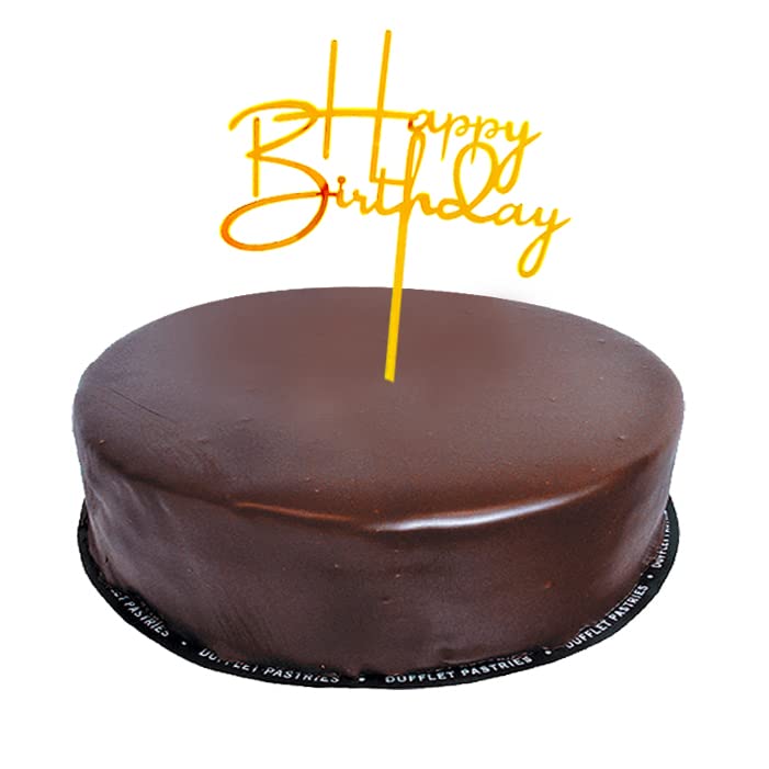 Propsicle Happy Birthday Acrylic Cake Topper, Gold Cursive - Elegant Cake Decoration for Kids & Adults, Photo Prop for Party Cakes - Image 2 thumbnail
