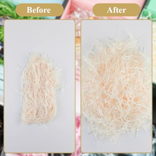 THQAE 200g Füllmaterial Geschenkbox, Holzwolle Füllmaterial, Geschreddertes Papier zum Dekorieren von Geschenkkörben, Paketen und Festivalgeschenken (Champagner)