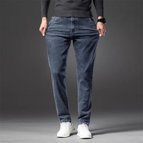 Mens Blue Slim Fit Straight Jeans Cotton Daily Male Pants Denim Trousers4