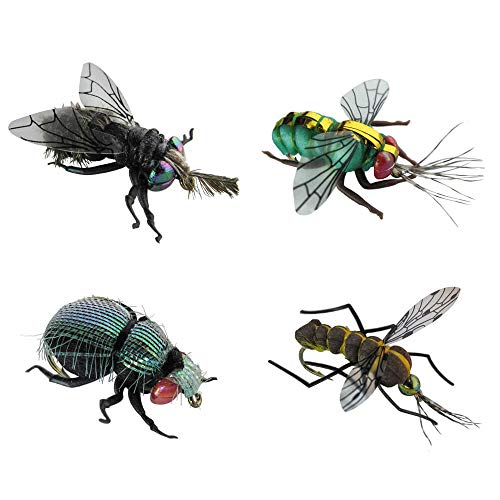 Jenzi Insektenimitate XL 4Stk. Fliege Goldfliege Käfer Mücke