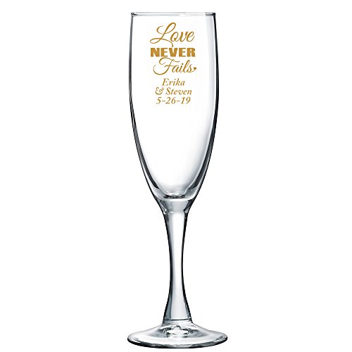 Copa personalizada para champagne impresa color oro pack 12