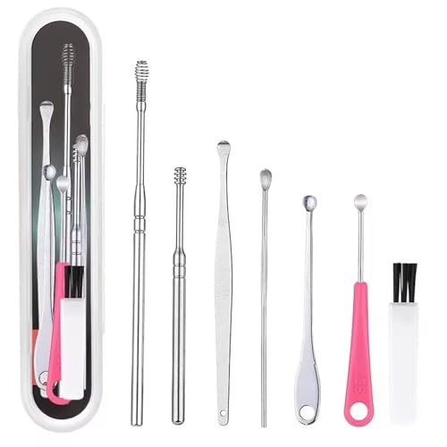 8 Pcs Ear Pick Earwax Removal Kit, Ear Curette Ear Wax Remover Tool with a Cleaning Brush and Storage Box