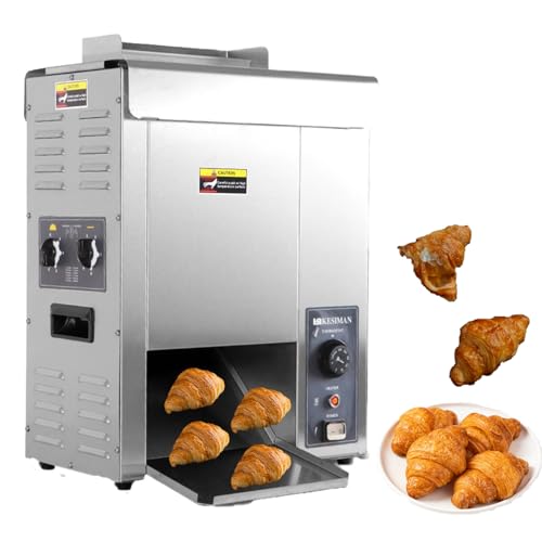 ORIDLECTAL Tostadora Pan Vertical, Prensa Hamburguesas, Tostador de Pan Acero Inoxidable, Grosor y Temperatura Ajustable 50-300°C, 2000W