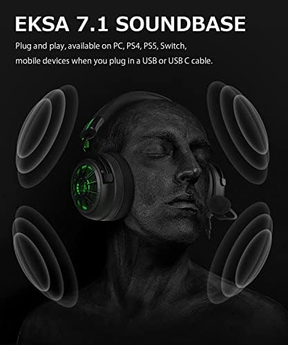 EKSA StarEngine Gaming Headset with Microphone, 7.1 Surround Sound PC Headsets with Detachable ENC Noise Cancelling Mic, Dual Chamber Drivers & EQ Modes, Wired Headphones for PC PS4 PS5 Xbox Switch