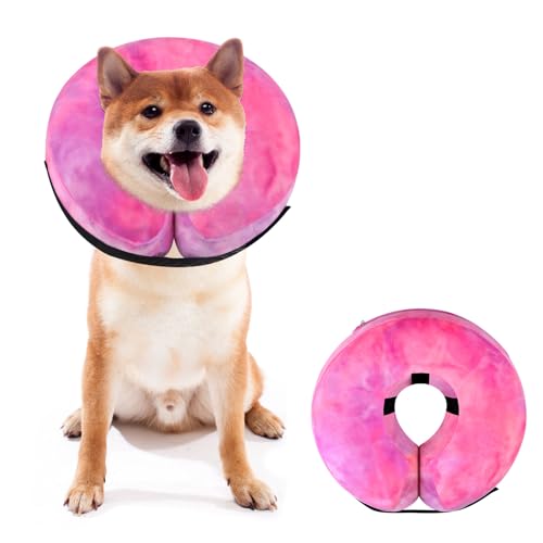 Image of Dog Cone, Y-blue Cone Collar Inflatable Dog Neck Collar Recovery E-Collar Alternative, Cat Donut Collar After Surgery for Dogs and Cats(Rose Purple, M)