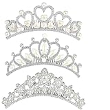 ANBALA Small Tiara Crown with Hair Comb, 3 Pack Mini Tiara Crown Crystal Shiny Hair Accessories Cute Hair Accessories (3 Styles)