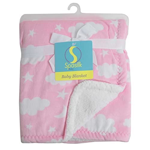 Image of SpaSilk Baby Boys Velboa Fleece Blanket with Thick Stitch Trim