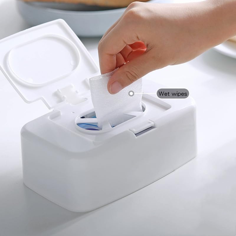 Wet Tissue Box Wipes Dispenser Portable Cotton Swab Storage for Car Home Office Desktop Organizer(1pcs)