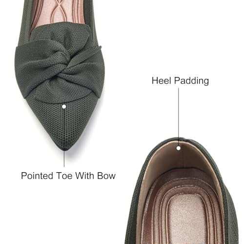 Image of HIULYCENCE Flats for Womens Pointed Toe Ballet Flats with Bow Comfortable Knit Dressy Flats