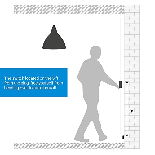 Dewenwils 2 Pack Plug In Pendant Light, Hanging Light With 15Ft Clear Cord, 4-Pack Blue A19 Led Light Bulb 60W Equivalent, E26 Medium Base For Bedroom, Christmas Decor, Home Lighting, Non-Dimmable #TOP4